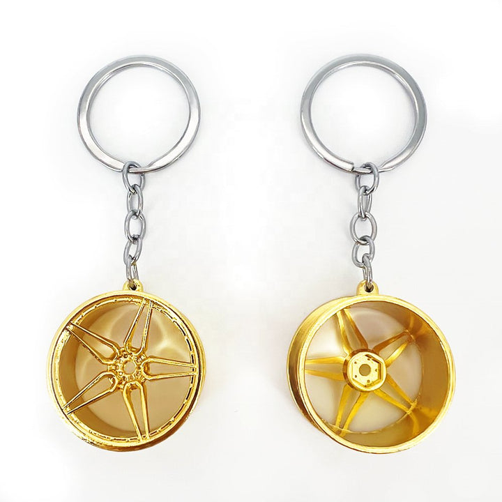 Gold Wheel Rim Keychains